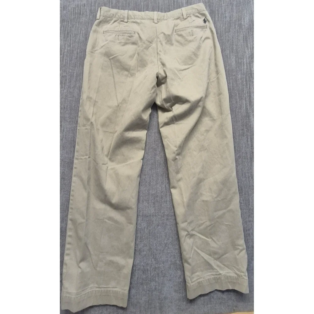 Polo Ralph‎ Lauren men's khaki Preston pants 36x32 flat front 100% Cotton preppy